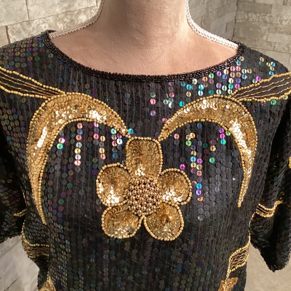 Vintage Elegance by Anujan Sequined and Beaded Top - Picture 3 of 15
